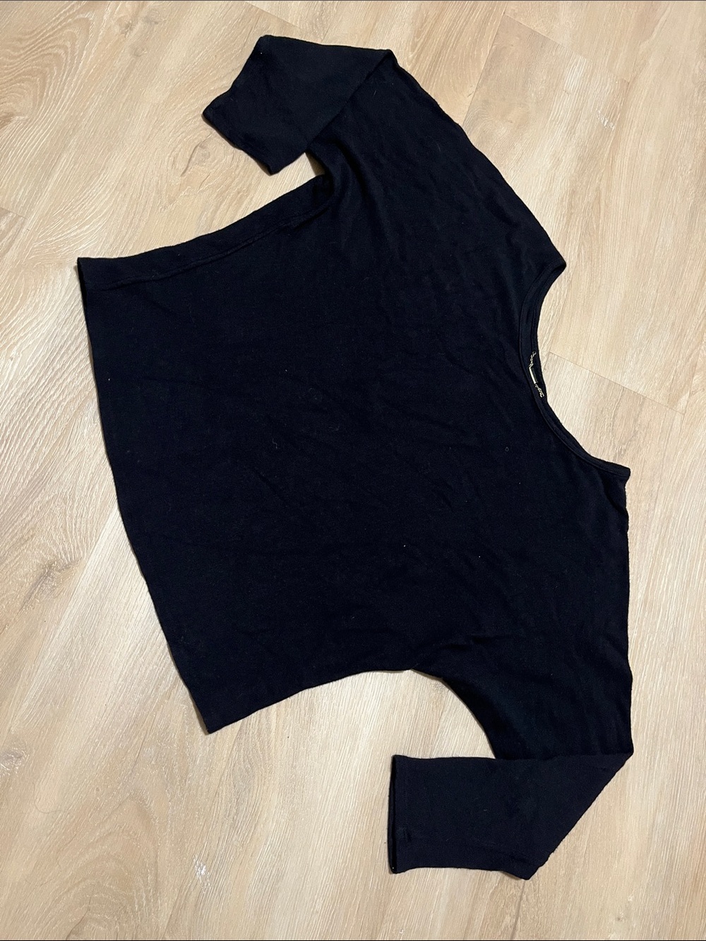 The Row Black Sweater Leather Back Seam Strip Wool Blend Small